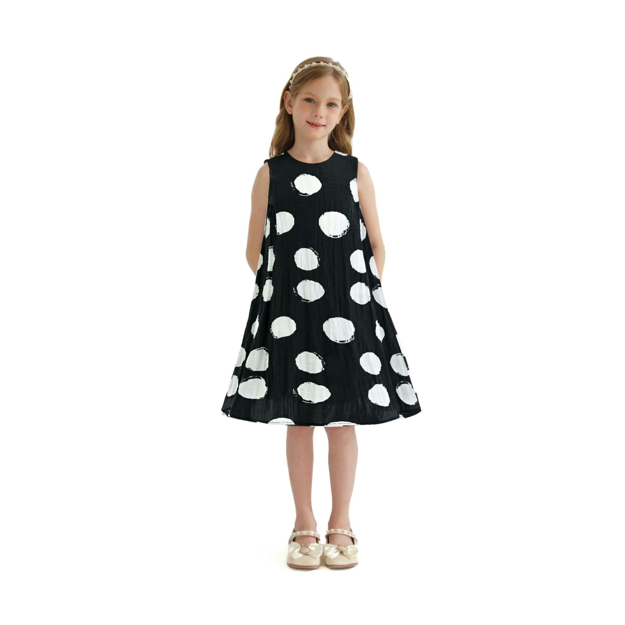 Black Polka Dot Sleeveless Dress