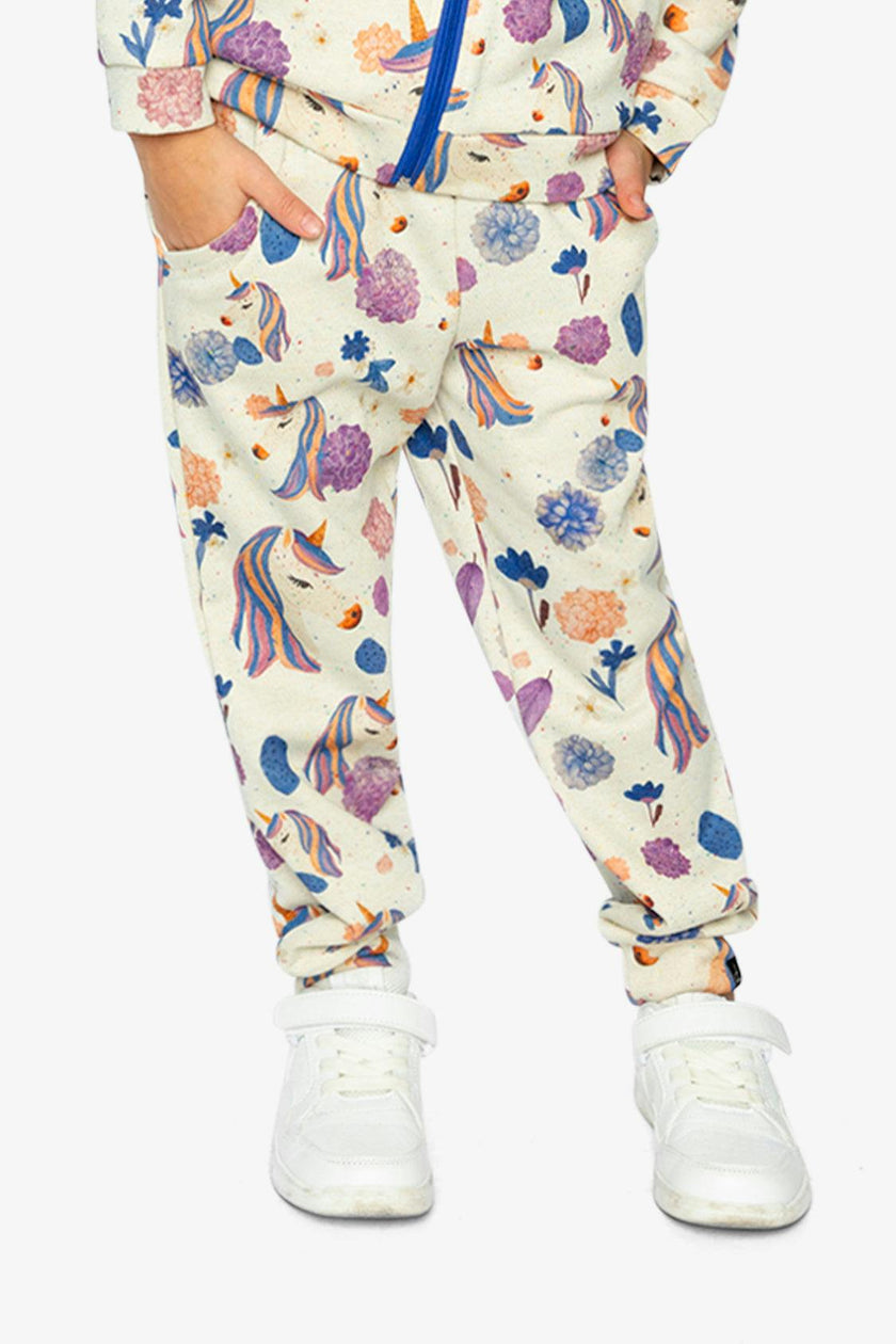 Sweatpants Beige Unicorn Print