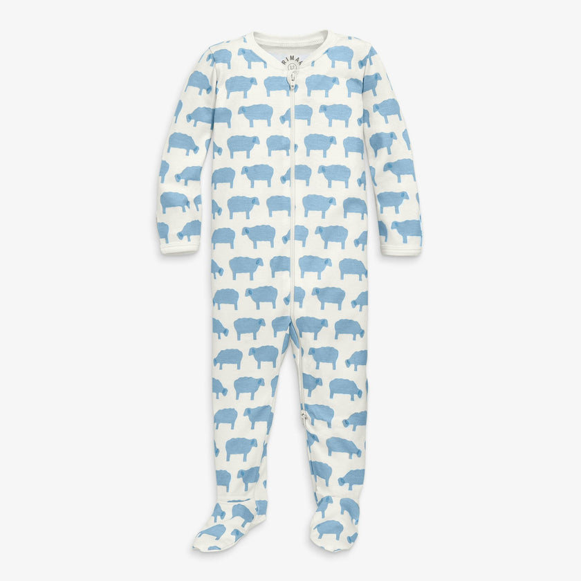 Baby organic animal friends zip footie