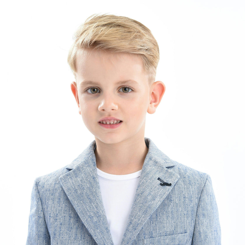 Blue Tweed Peak Lapel Blazer