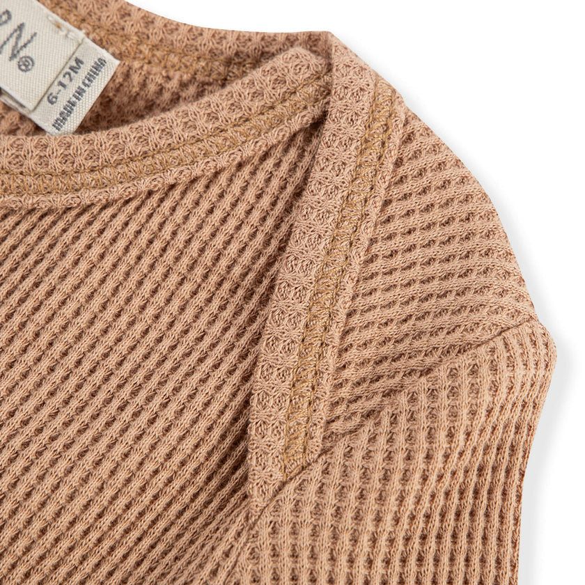Tawny Rose Waffle Long Sleeve One Piece