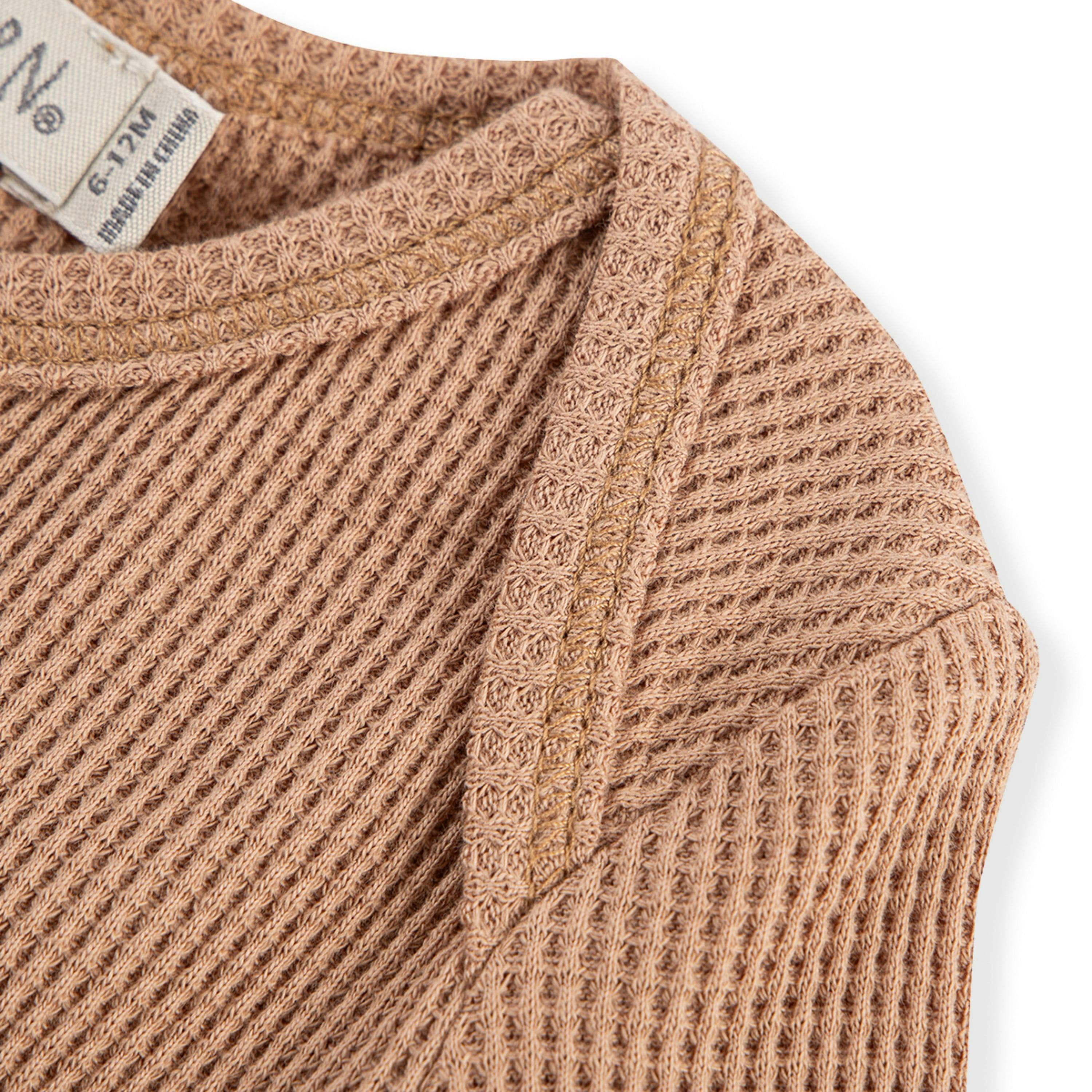 Tawny Rose Waffle Long Sleeve One Piece