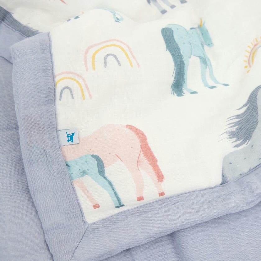 Cotton Muslin Toddler Comforter - Unicorns