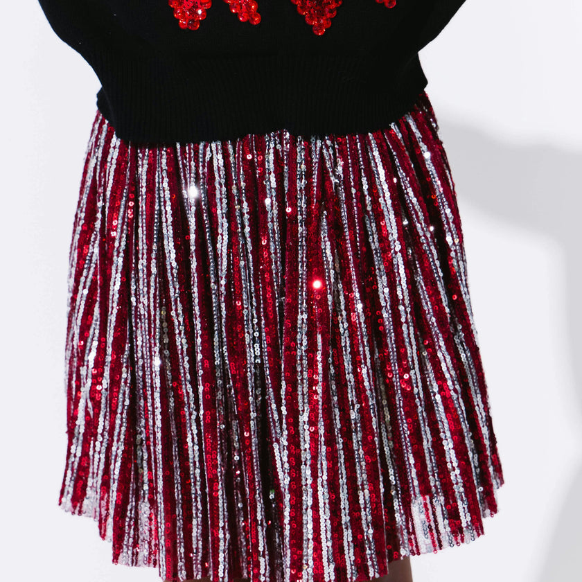 Candy Cane Sequin Striped Skirt