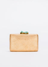 Women's Jen Straw Turquoise Stone Clutch Bag