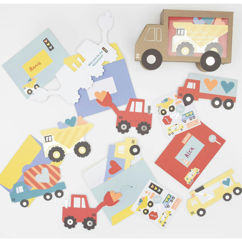 Truck Kids Valentine'S Cards & Stickers Set