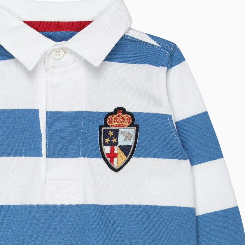 Baby Nicholas Rugby Shirt in Denim Blue/White