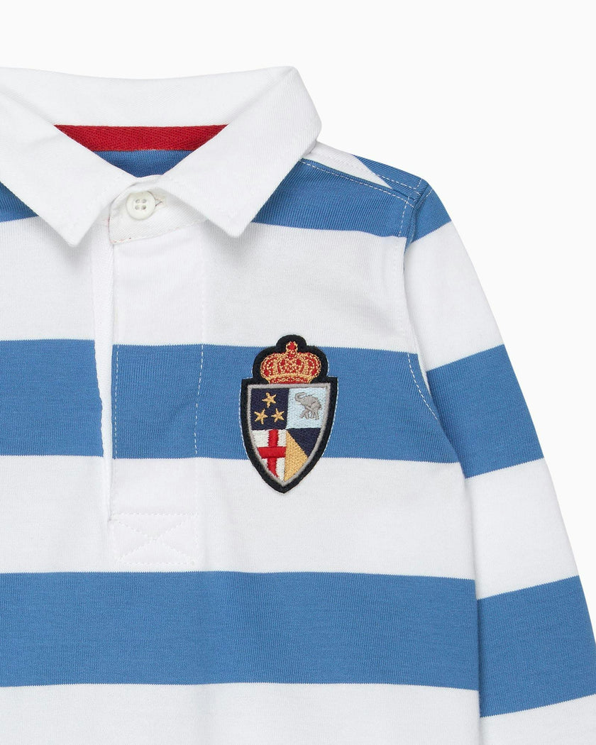 Baby Nicholas Rugby Shirt in Denim Blue/White