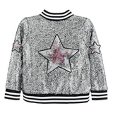 Silver Sequin Bomber Jacket