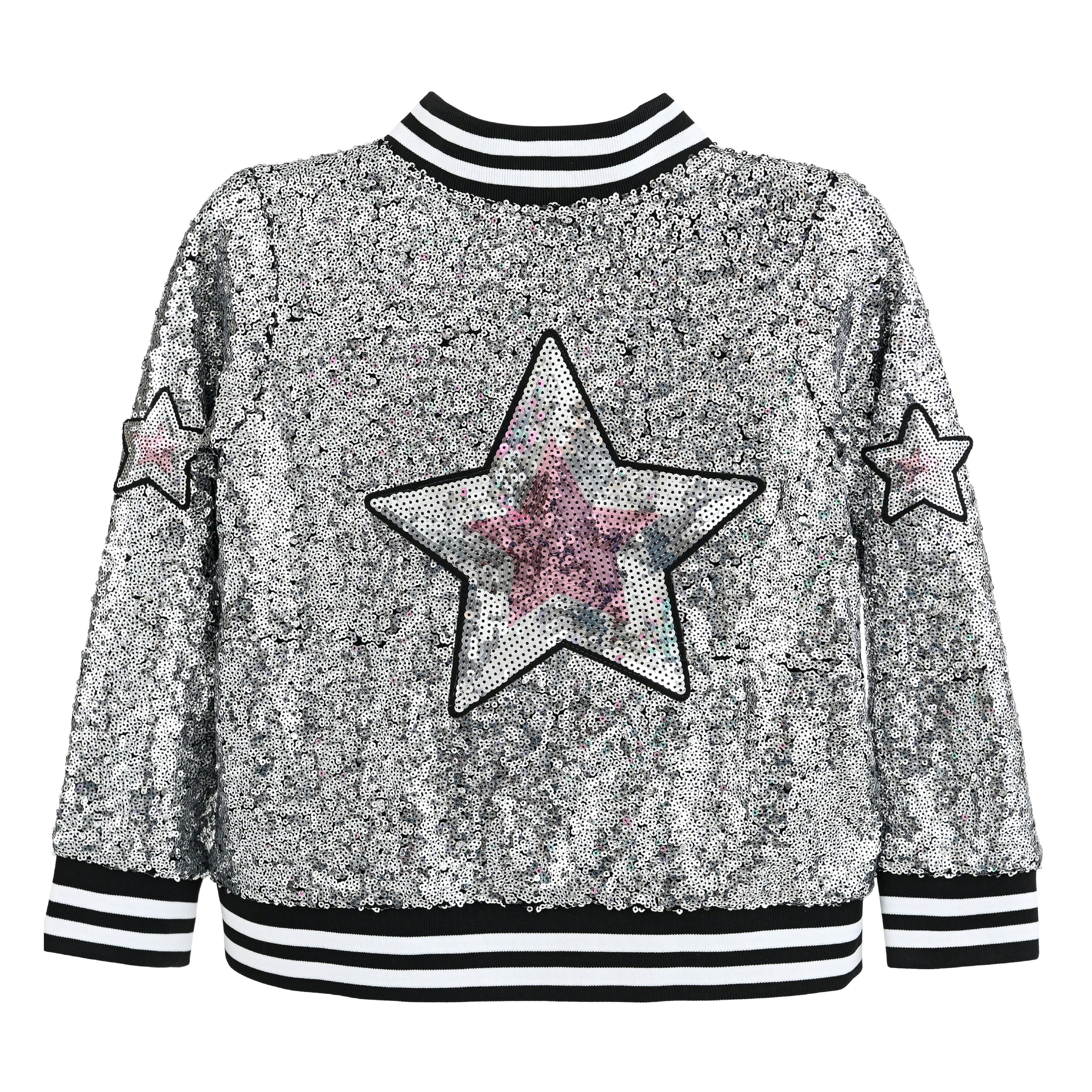Silver Sequin Bomber Jacket