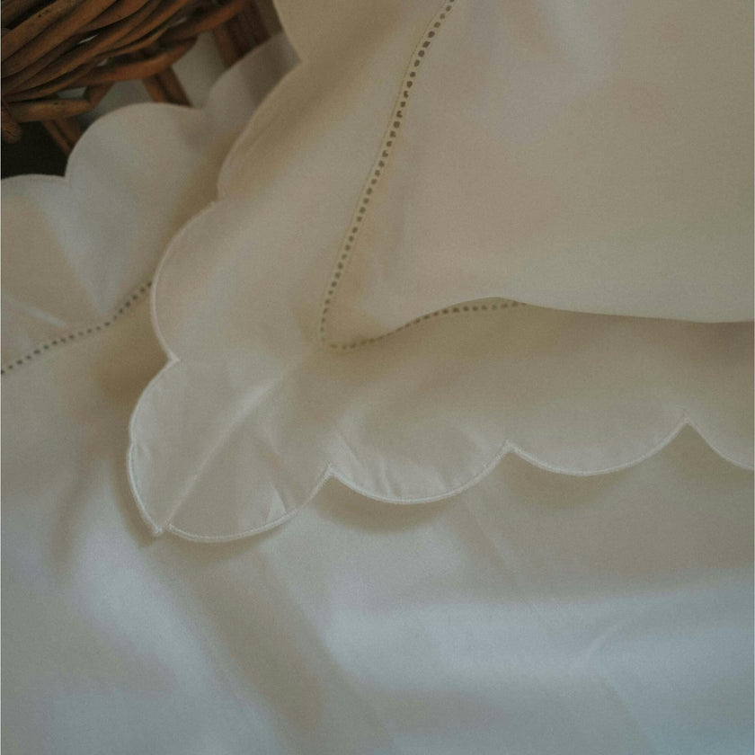 Scalloped Starlight Toddler Pillow, White