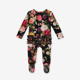 Posh Botanica Footie Ruffled Zippered One Piece