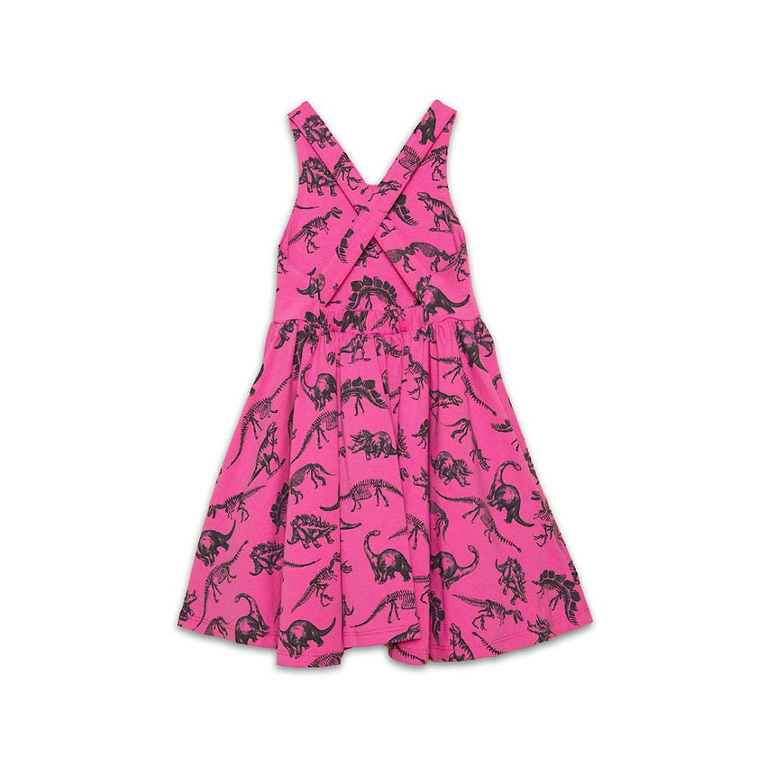Cross Back Twirly Dress in Dino