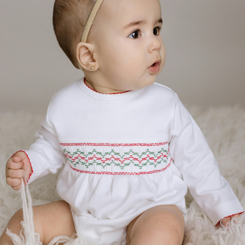Christmas Smocked Bubble Romper
