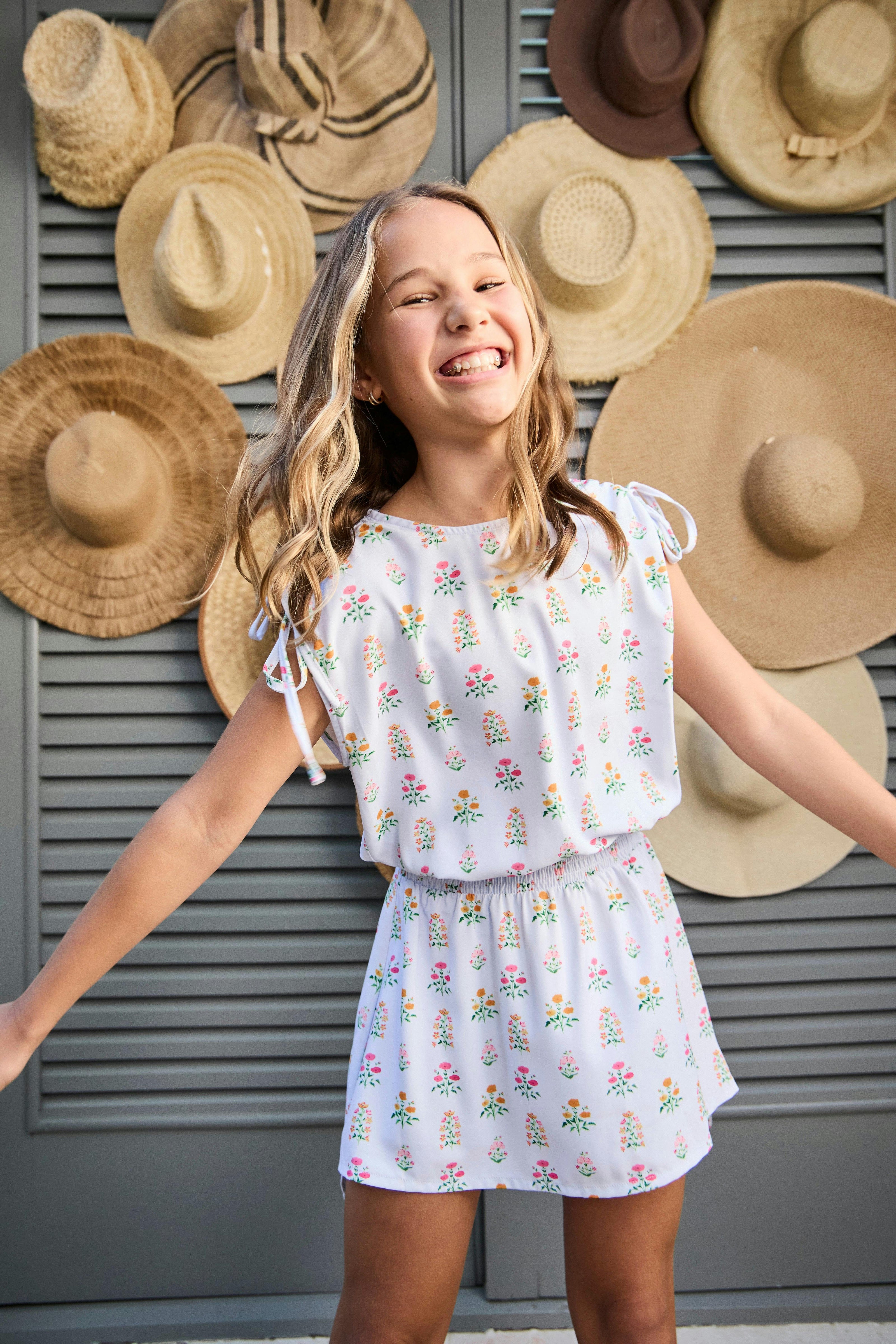 Helen Dress Blue Floral Block Print