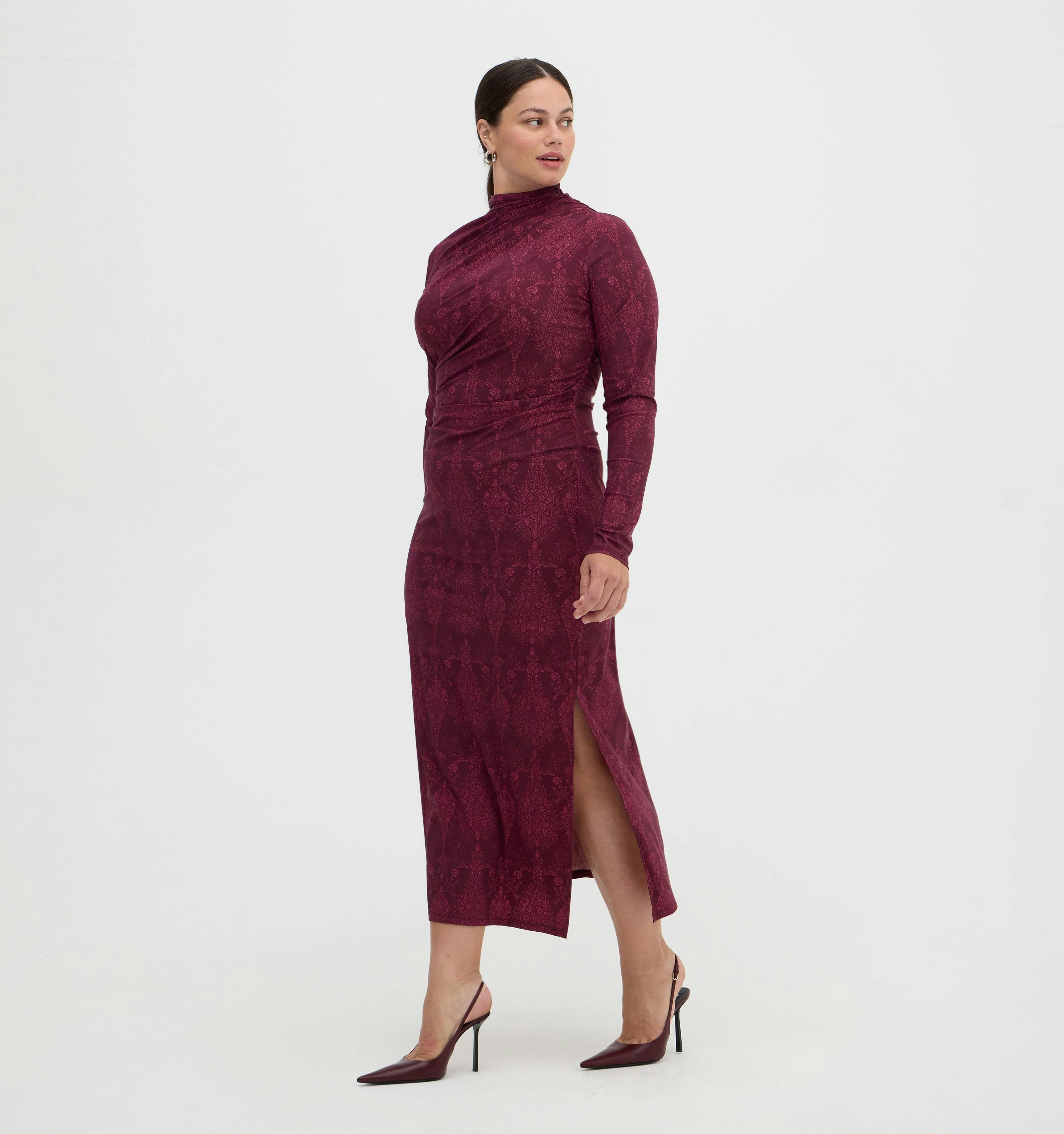 The Rizzo Dress - Plum Damask