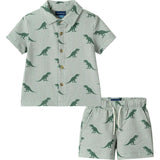 Infant Boys Short Sleeve Cabana Set | Green Stripe Dino