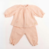 Gauze Two Piece Set in Embroidered Flowers