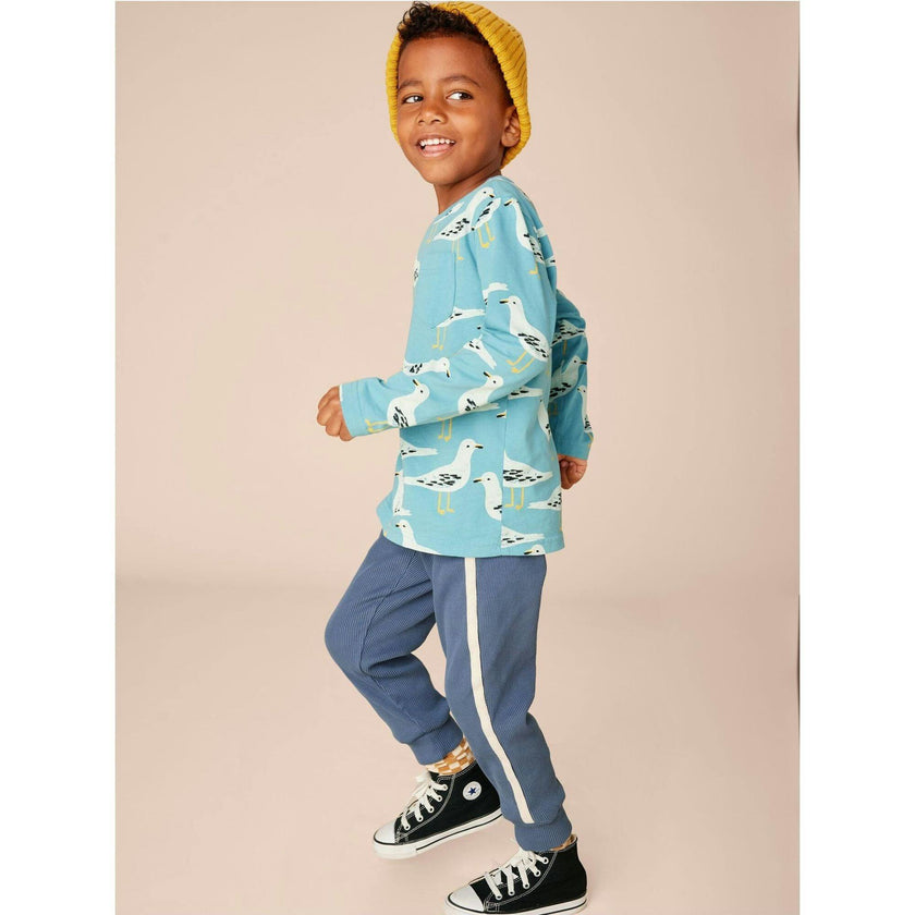 Long Sleeve Printed Pocket Tee, Blue