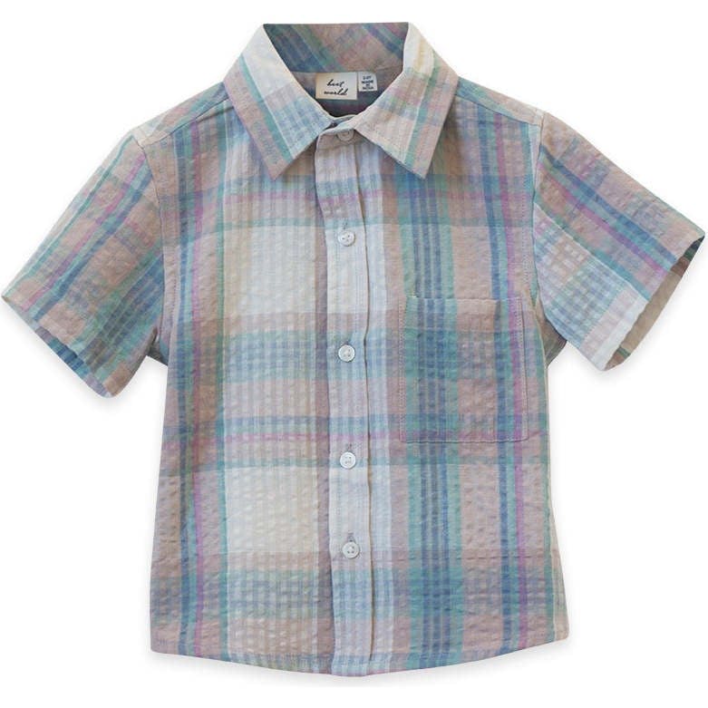 Cotton Seersucker Collar Short Sleeve Shirt