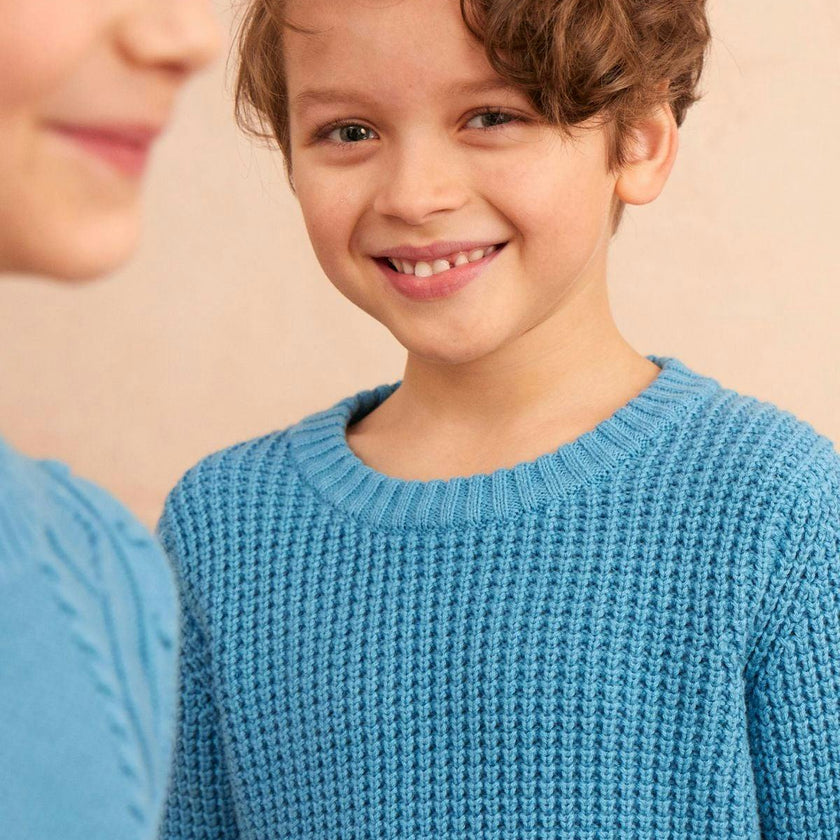 Waffle Knit Jumper | Iceland Blue