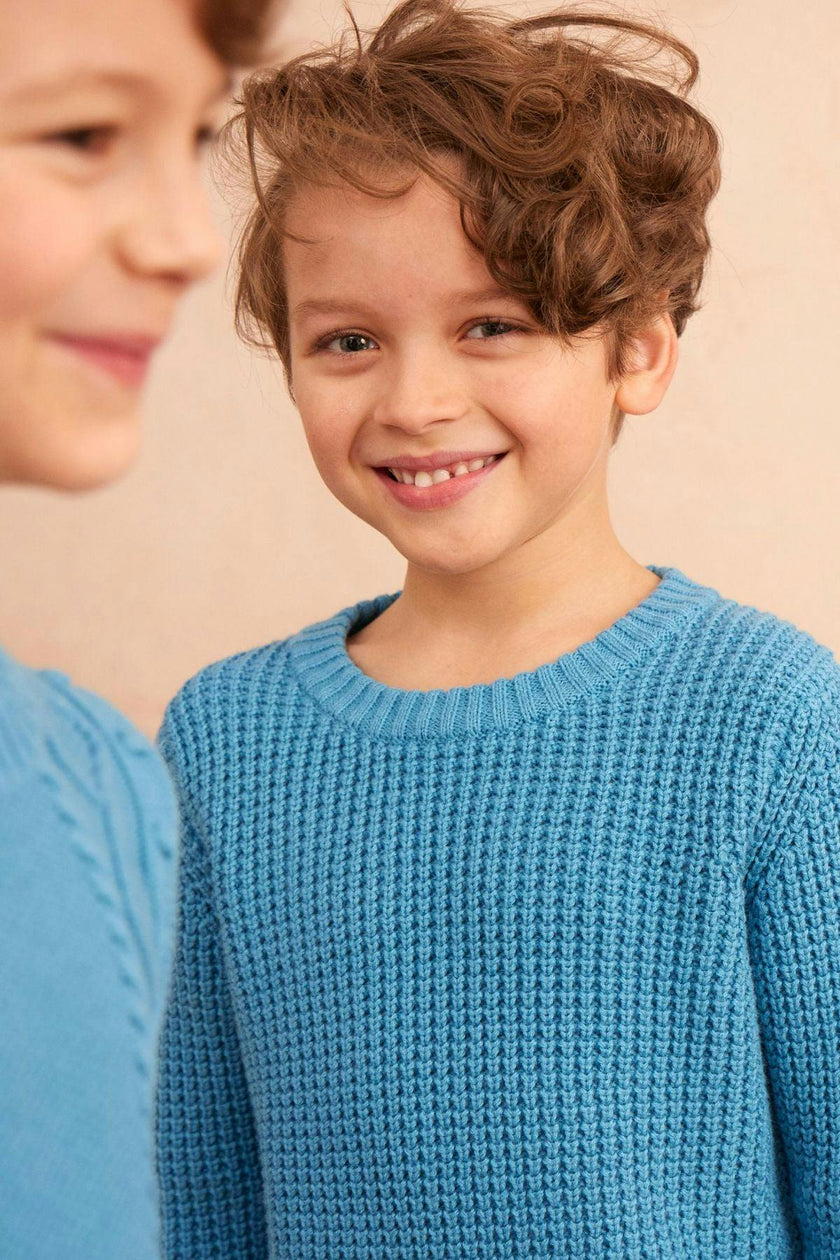 Waffle Knit Jumper | Iceland Blue