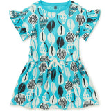 Tie Waist Short Flutter Sleeve Dress, Blue