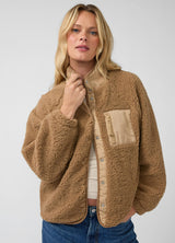 Relaxed Raglan Sleeve Maternity Sherpa Jacket