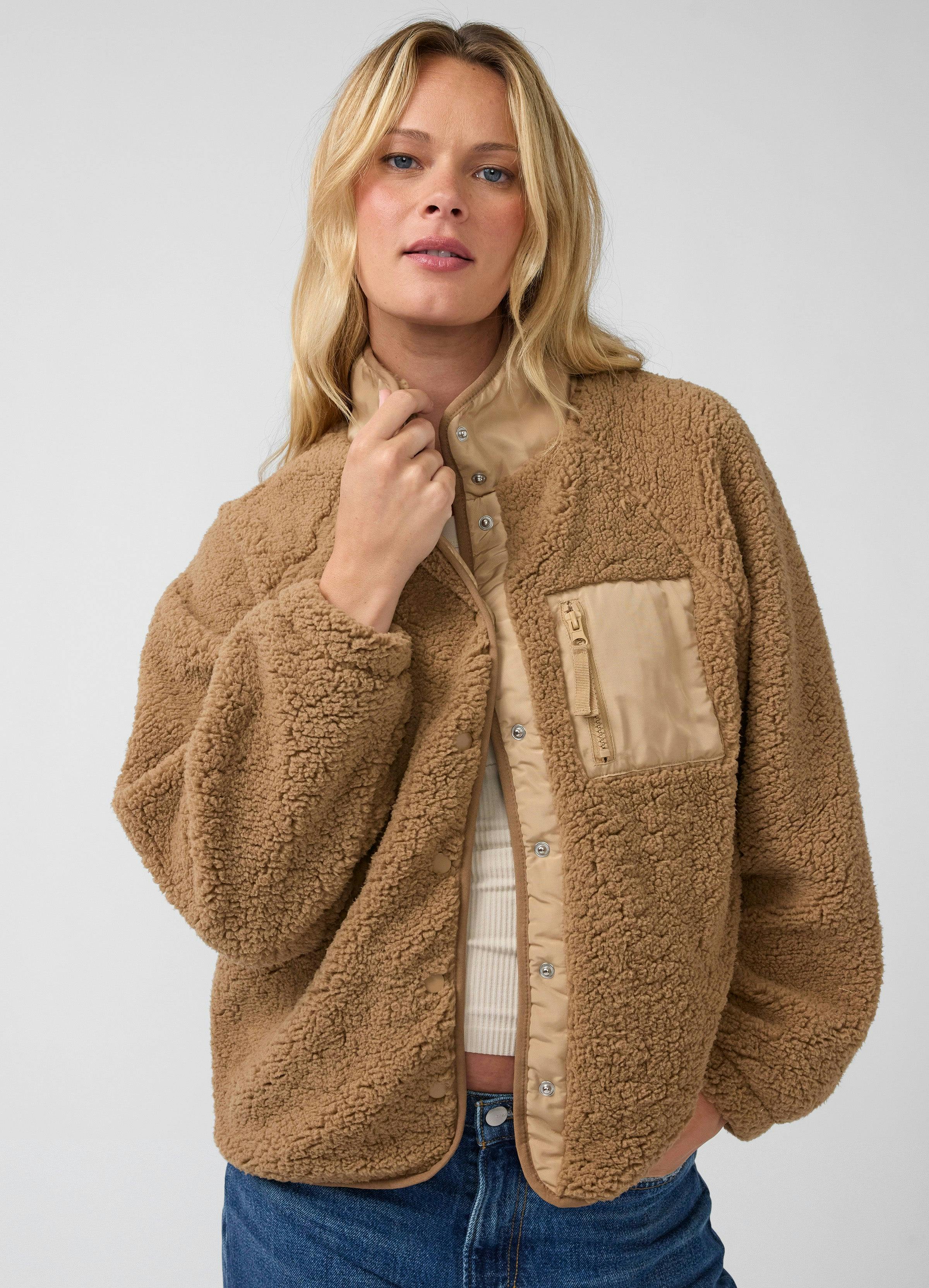 Relaxed Raglan Sleeve Maternity Sherpa Jacket