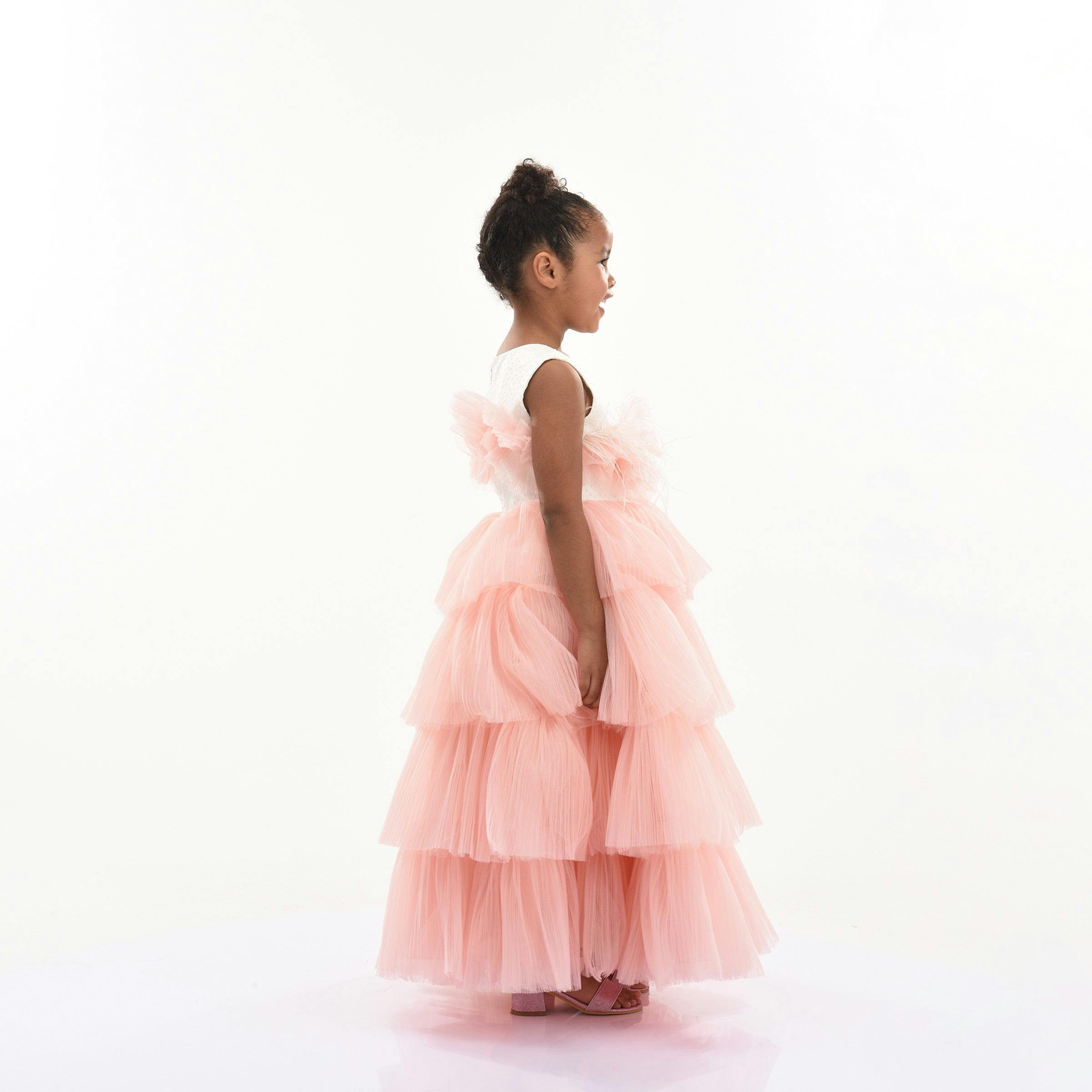 Pink Madera Tiered Tulle Dress