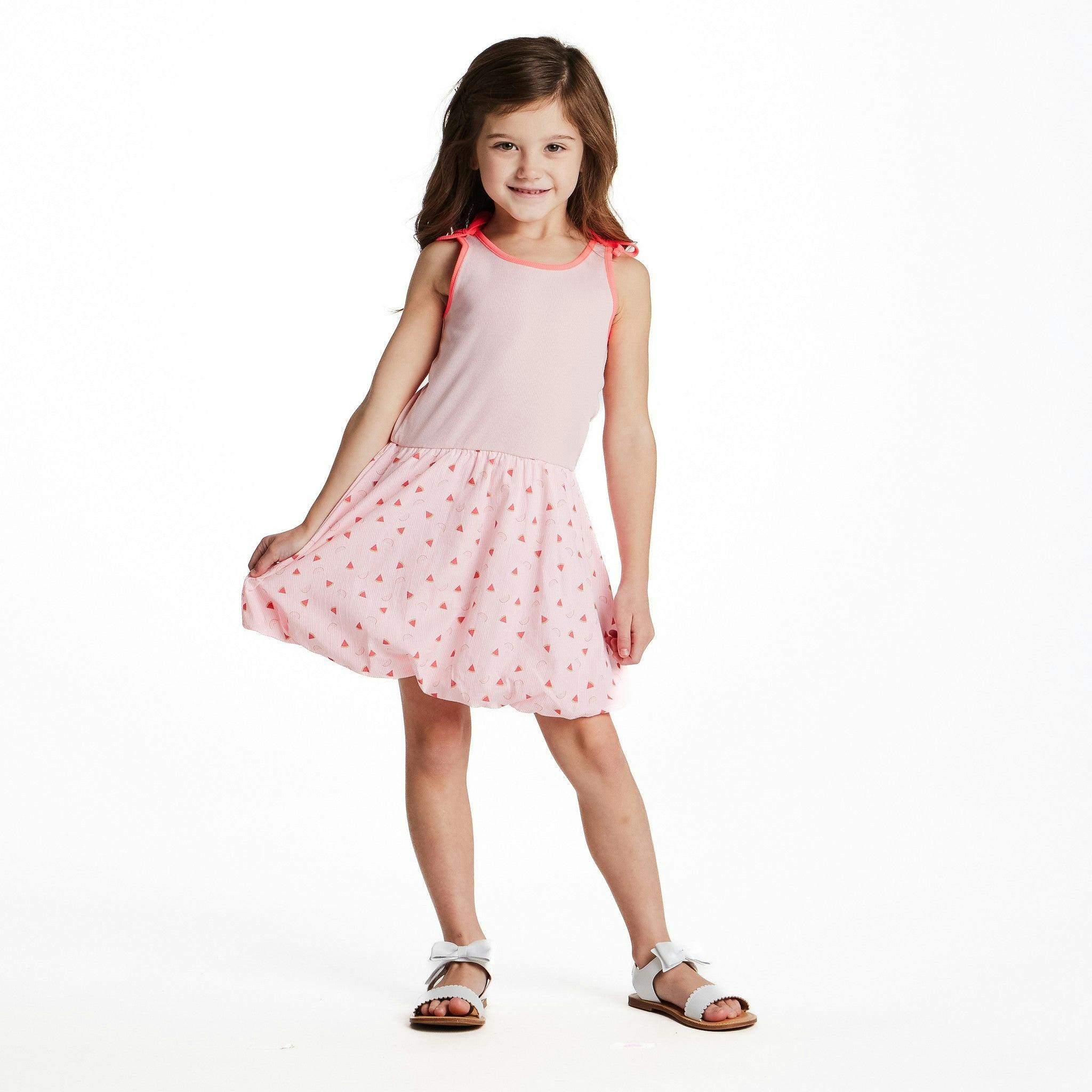 Girls Bubble Dress | Watermelon Rainbow Print