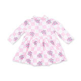 Heart Tattoo Check Pink - Long Sleeve Tennis Bodysuit Dress