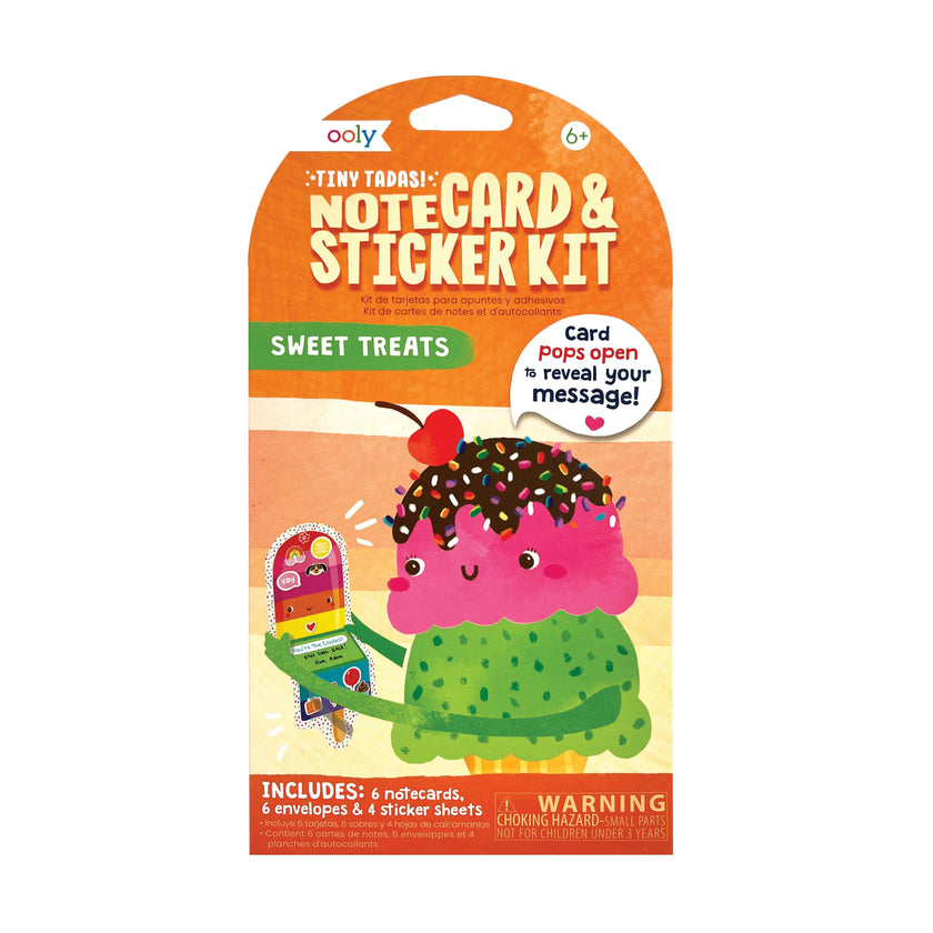 Tiny Tadas! Note Cards and Sticker Set - Sweet Treats - 6 Cards Envelopes