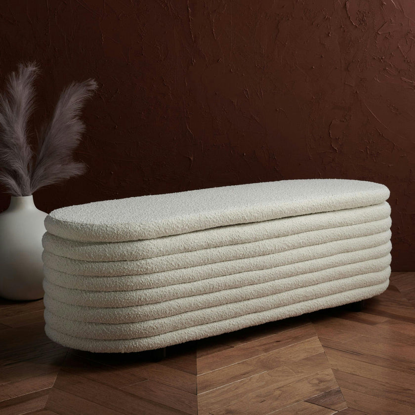 Jaymie Boucle Storage Bench