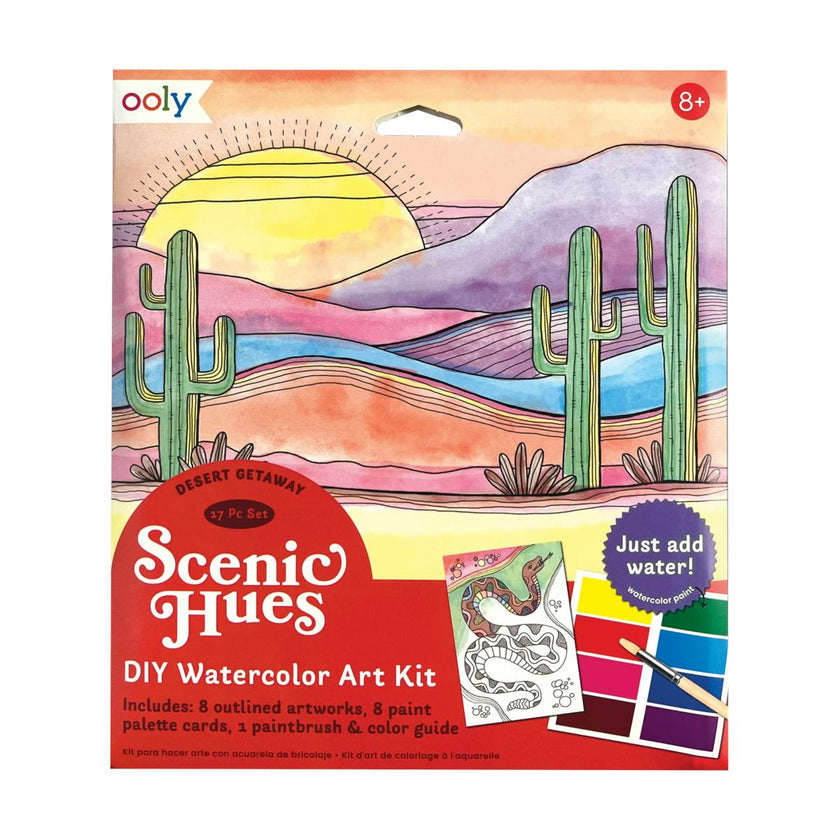 Scenic Hues DIY Watercolor Postcard Art Kit - Desert Getaway - 8 Cards