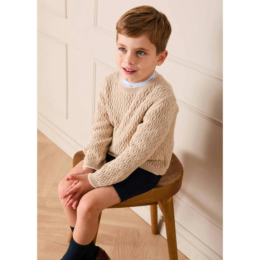 Wave Knit Jumper in Beige (3-10yrs)