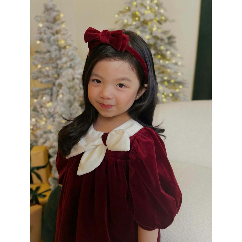 Cotton Velvet Headband Bow