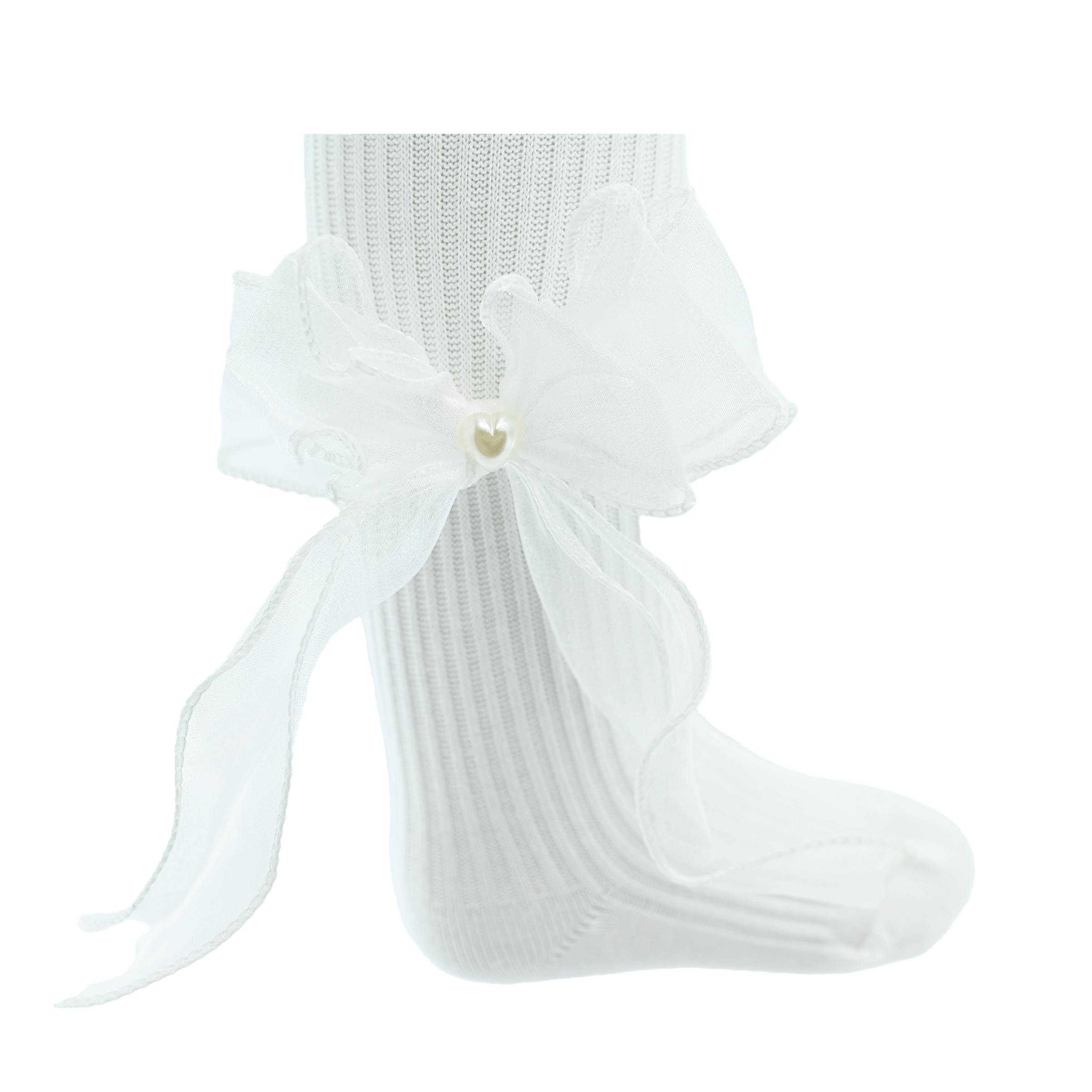 Heart Pearl Ribbon Tights