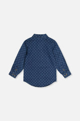 Chambray Shirt Blue Smiley Print