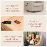 Kiwi Deluxe Power Recliner and Swivel Glider with Heat and Massage Performance Beach Eco-Weave