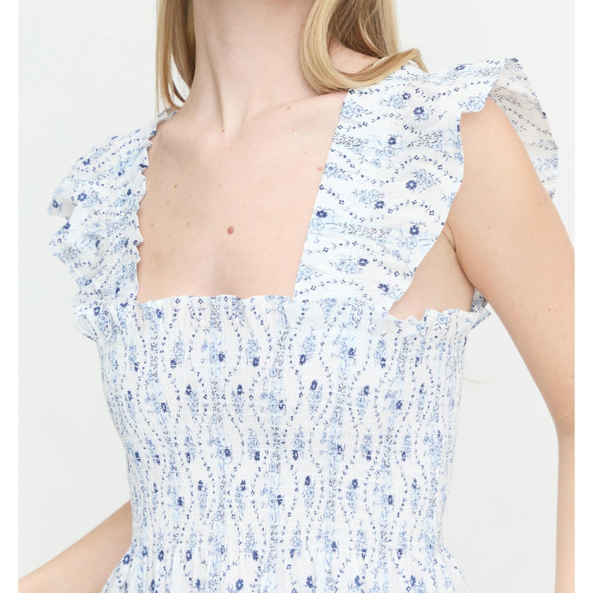 The Ellie Nap Dress - Blue Vine Stripe