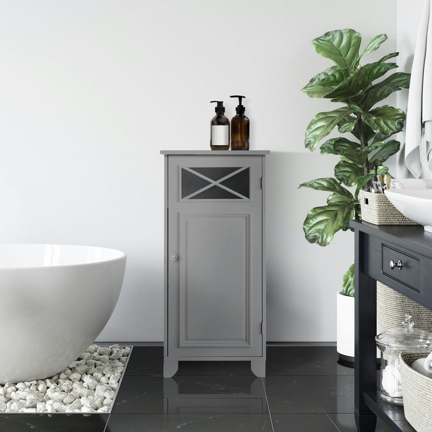 Dawson Contemporary Wooden Narrow Floor Storage Cabinet With Door For Bathrooms