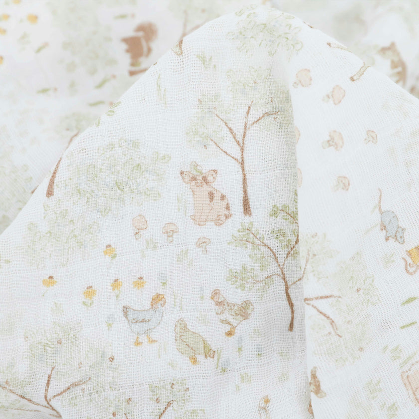 Cotton Muslin Swaddle Blanket 3 Pack - Woodland Friends
