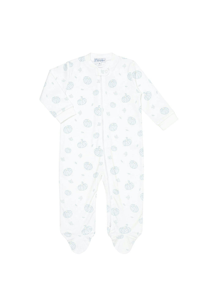 Blue Pumpkin Patch Zipper Footie