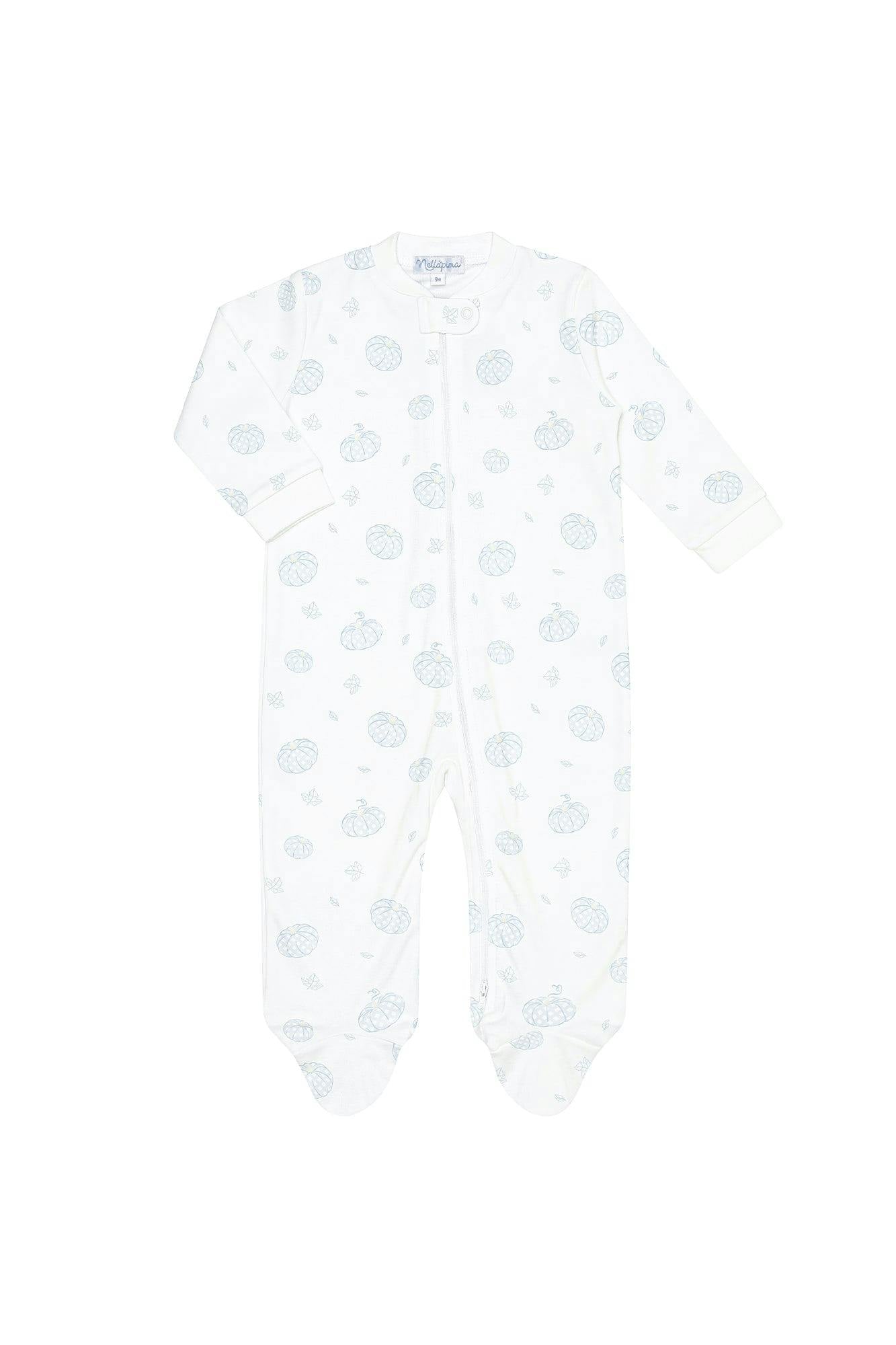 Blue Pumpkin Patch Zipper Footie