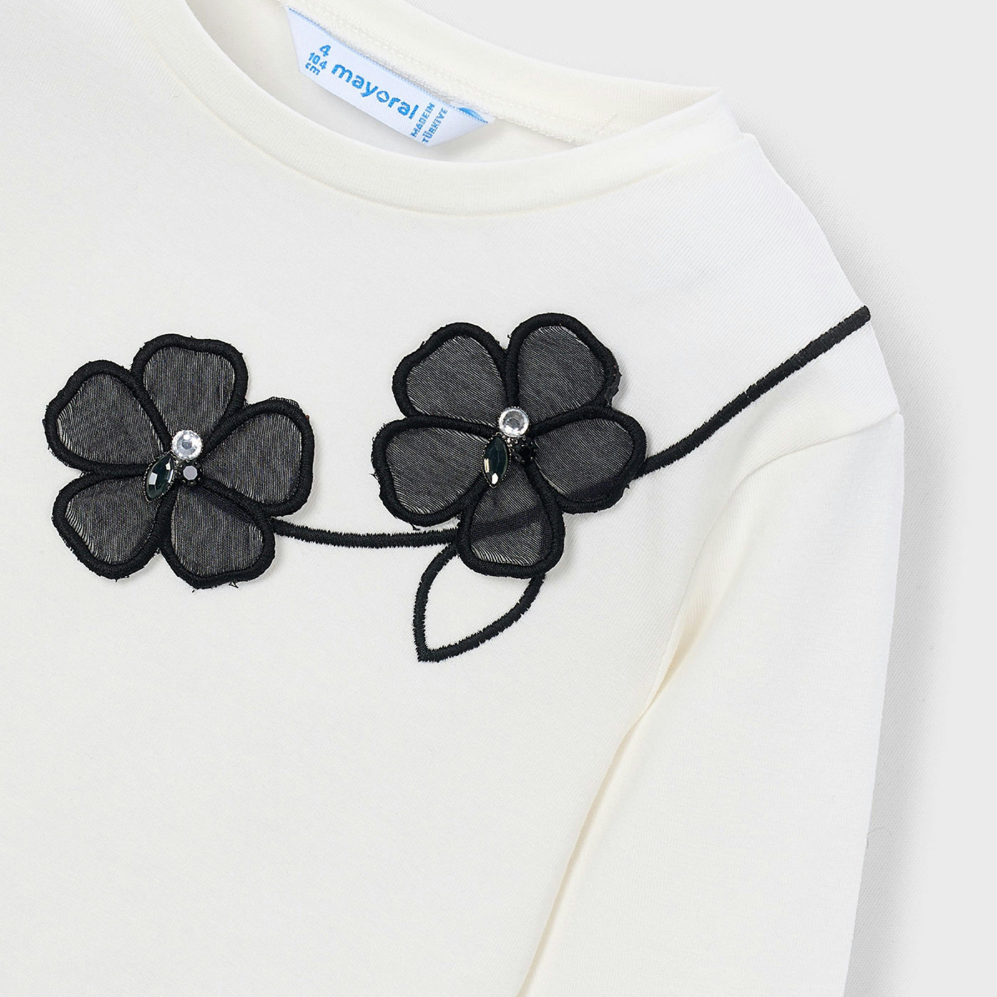 White Floral Appliqué Tee