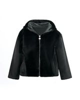 Black Plush Hooded Jacket