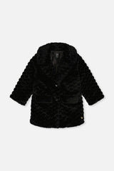 Faux Fur Long Coat Black