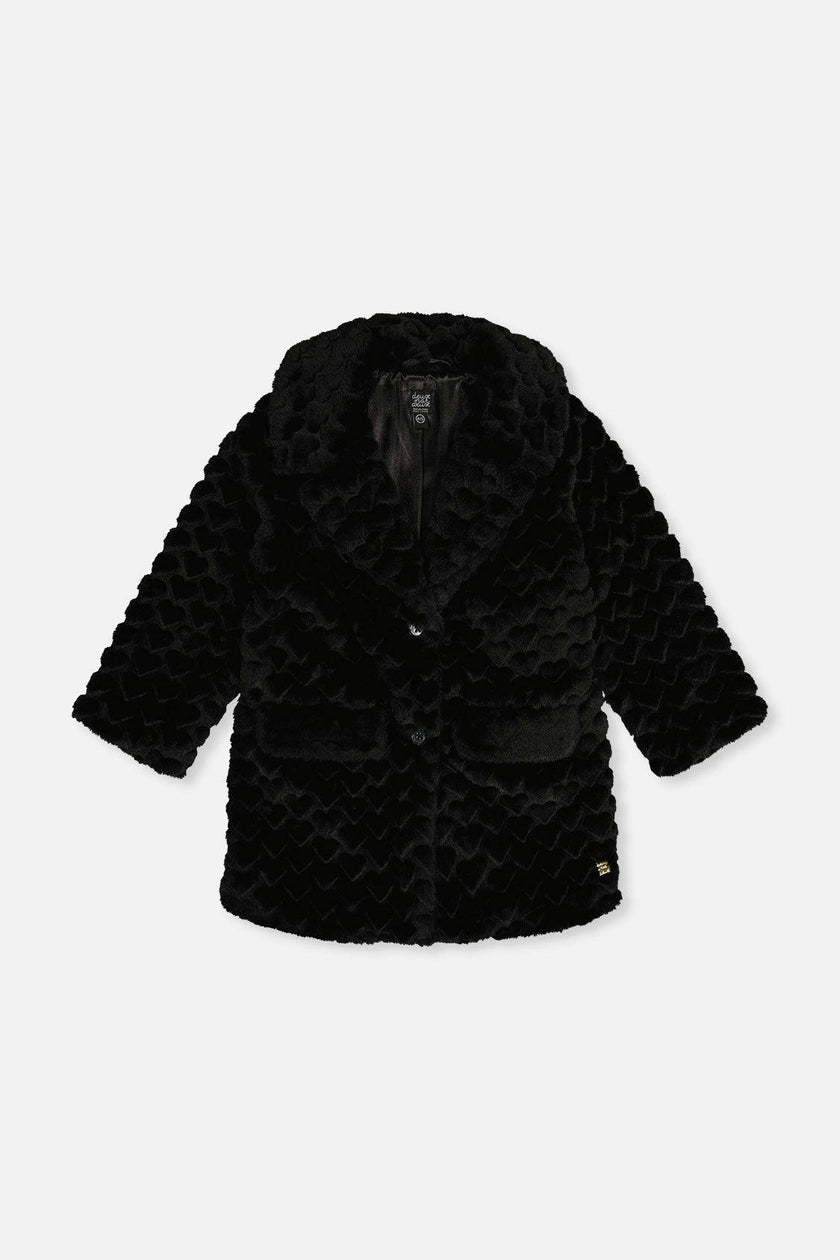 Faux Fur Long Coat Black
