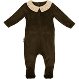 Velour Collared Long Sleeve Footie